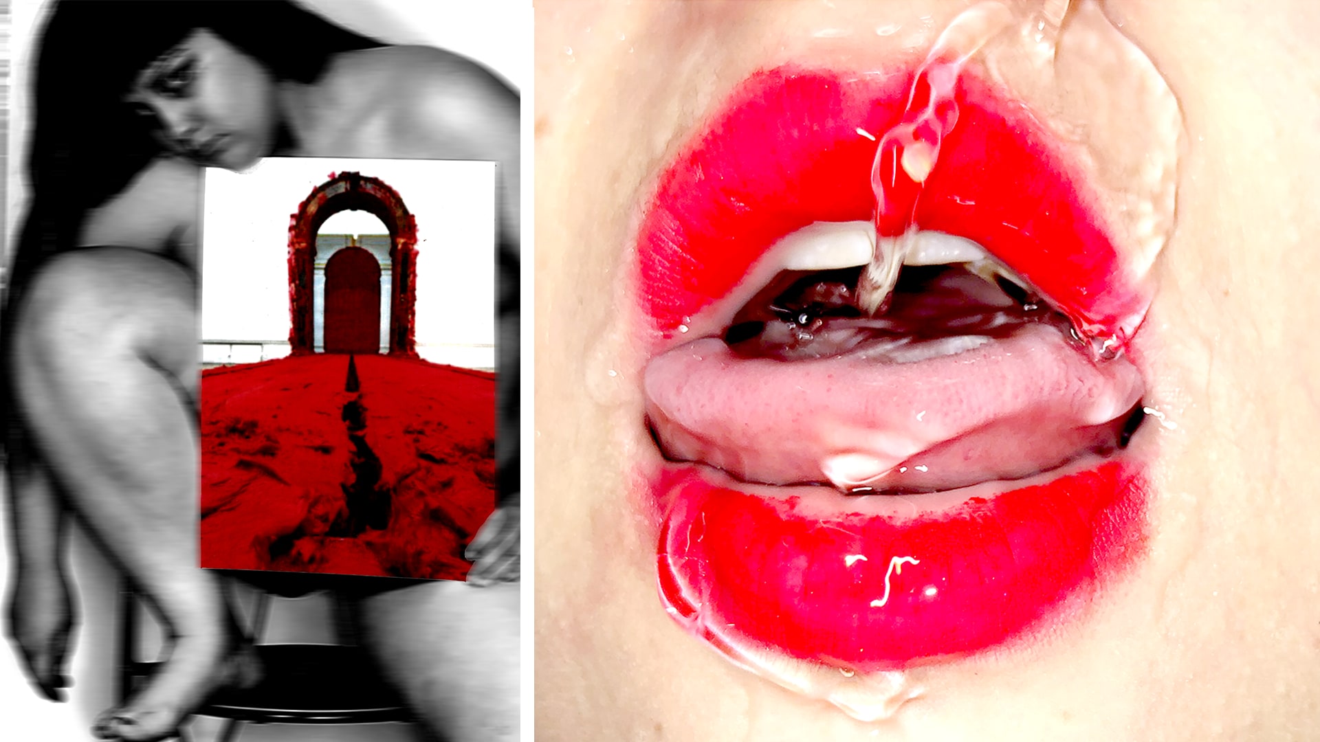 A.Inside of Me (Self-Portrait+Anish Kapoor) B.Thirst and Pleasure (Self-Portrait)