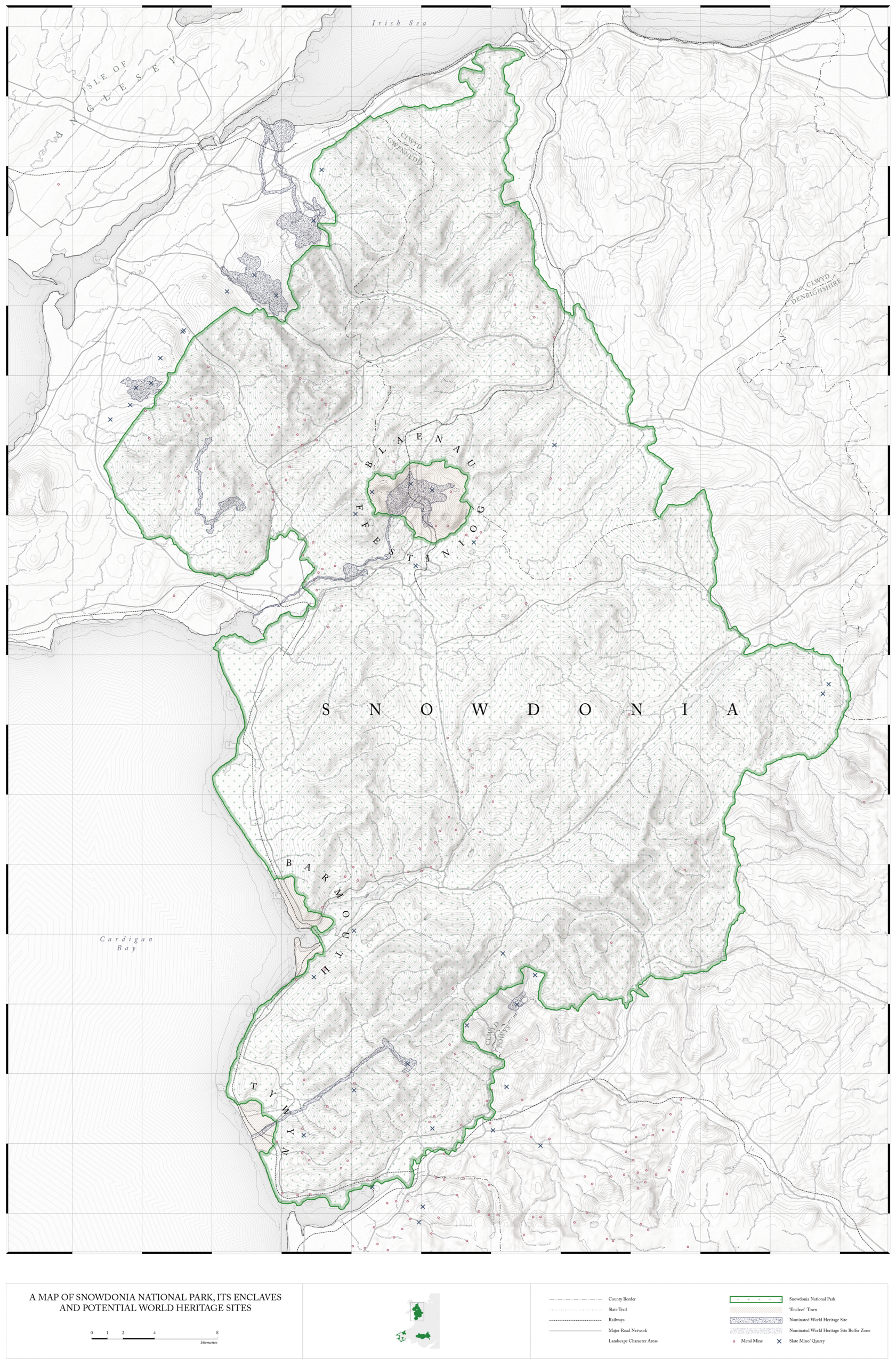 A Map of Snowdonia National Park and its Enclave, Blaenau Ffestiniog, Soon to Become a World Heritage Site