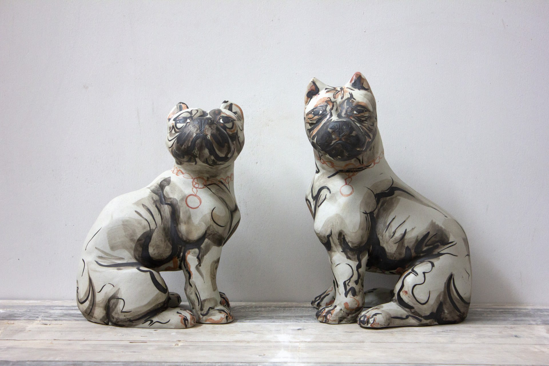 Sgraffito Staffie Pair