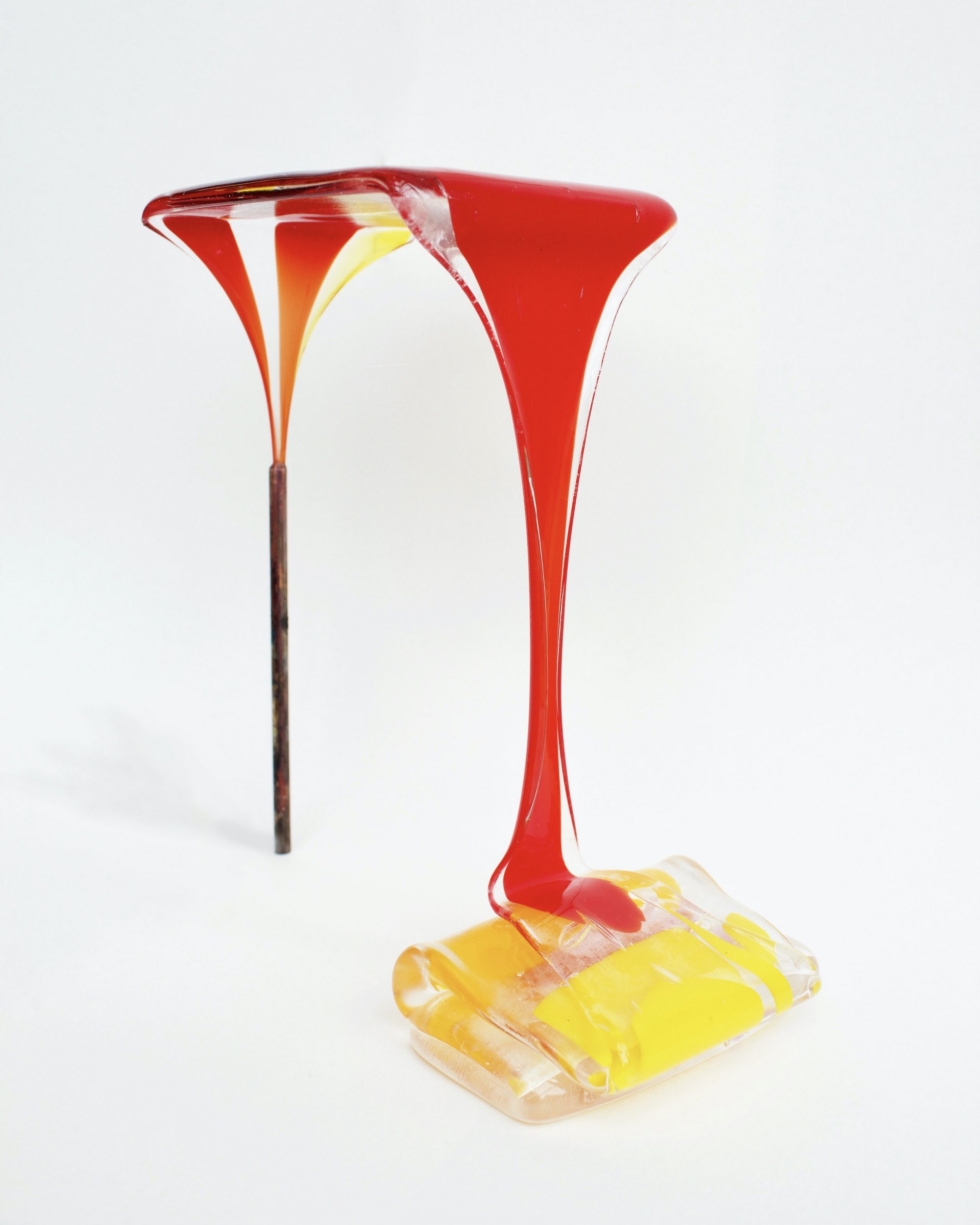 'Support is Needed' — Kiln-formed glass and copper rod — 25 x 15 x 10 cm