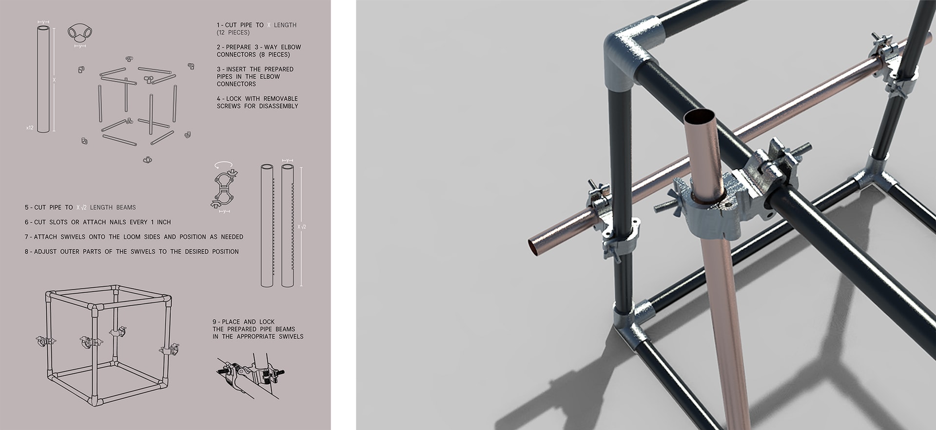 LEFT:  Diagram of the FreeWeaver tool; RIGHT: Digital Freeweaver tool