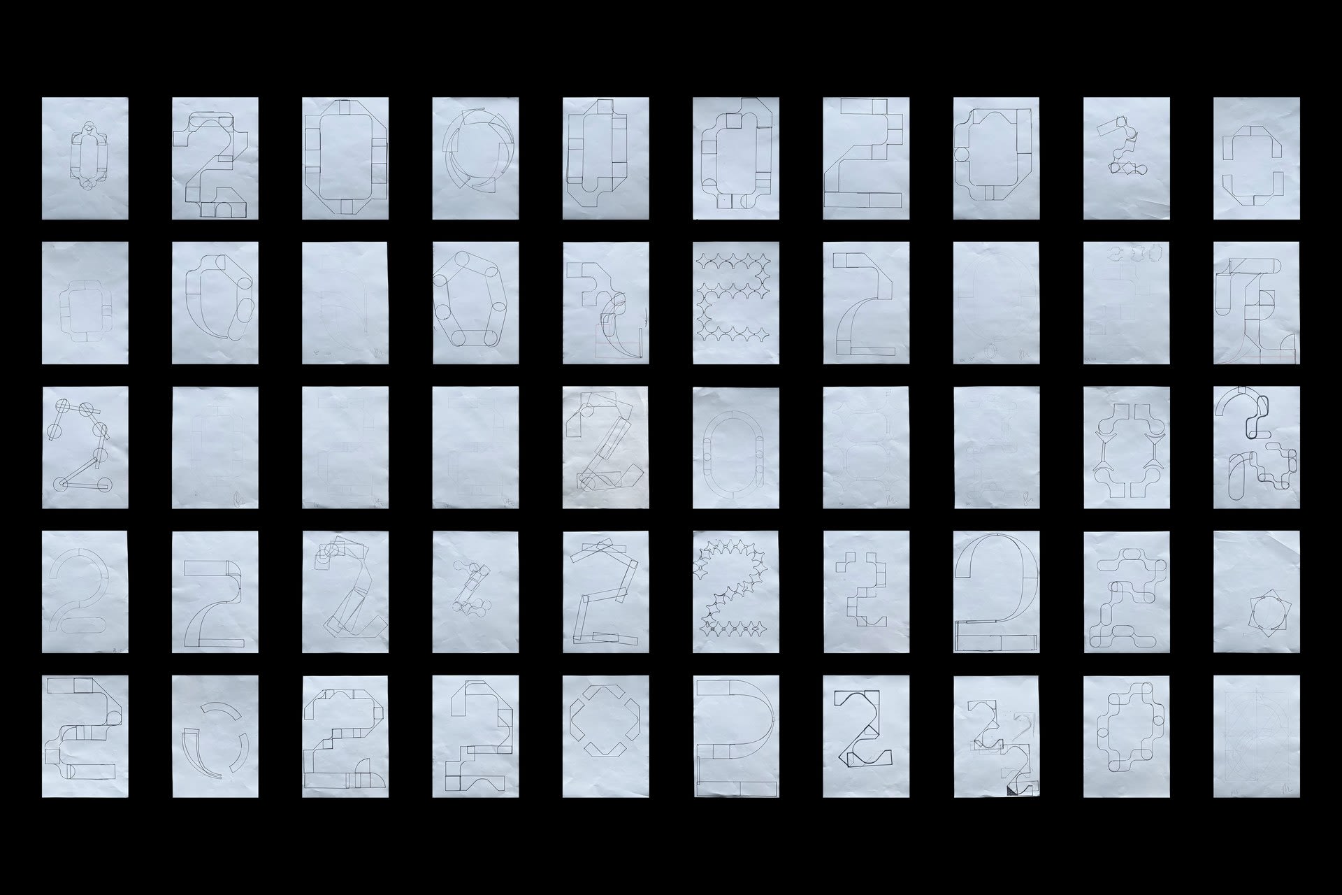 Collection of Drawn Twos Zeros 