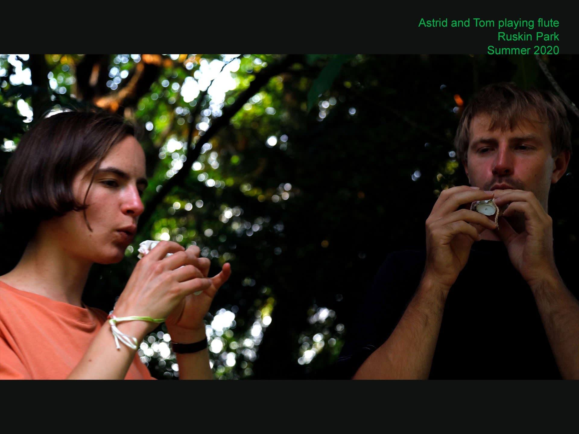 Astrid and Tom playing flute for calling up the spirits