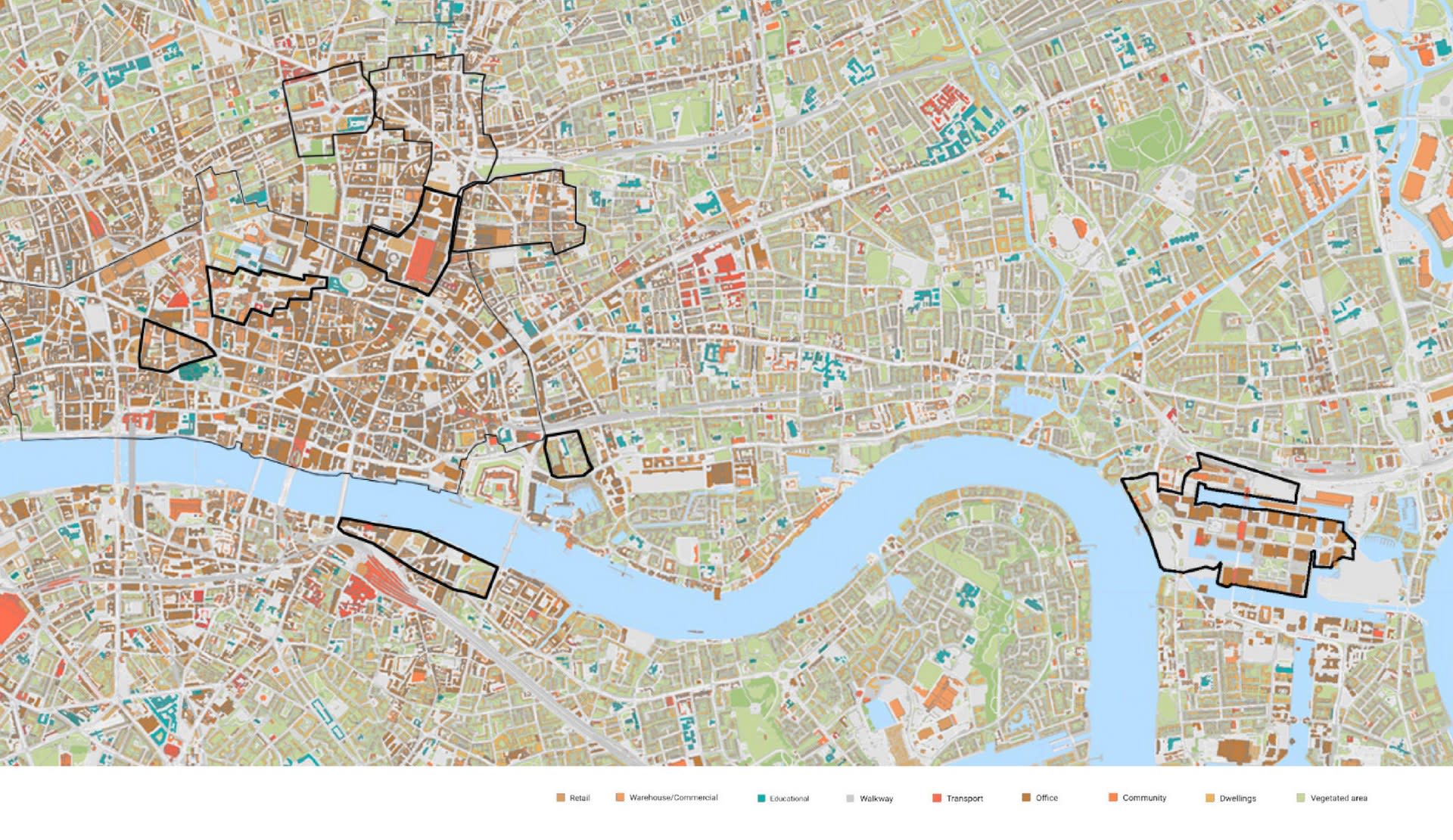 Land Use of Broadgate and Canary Wharf
