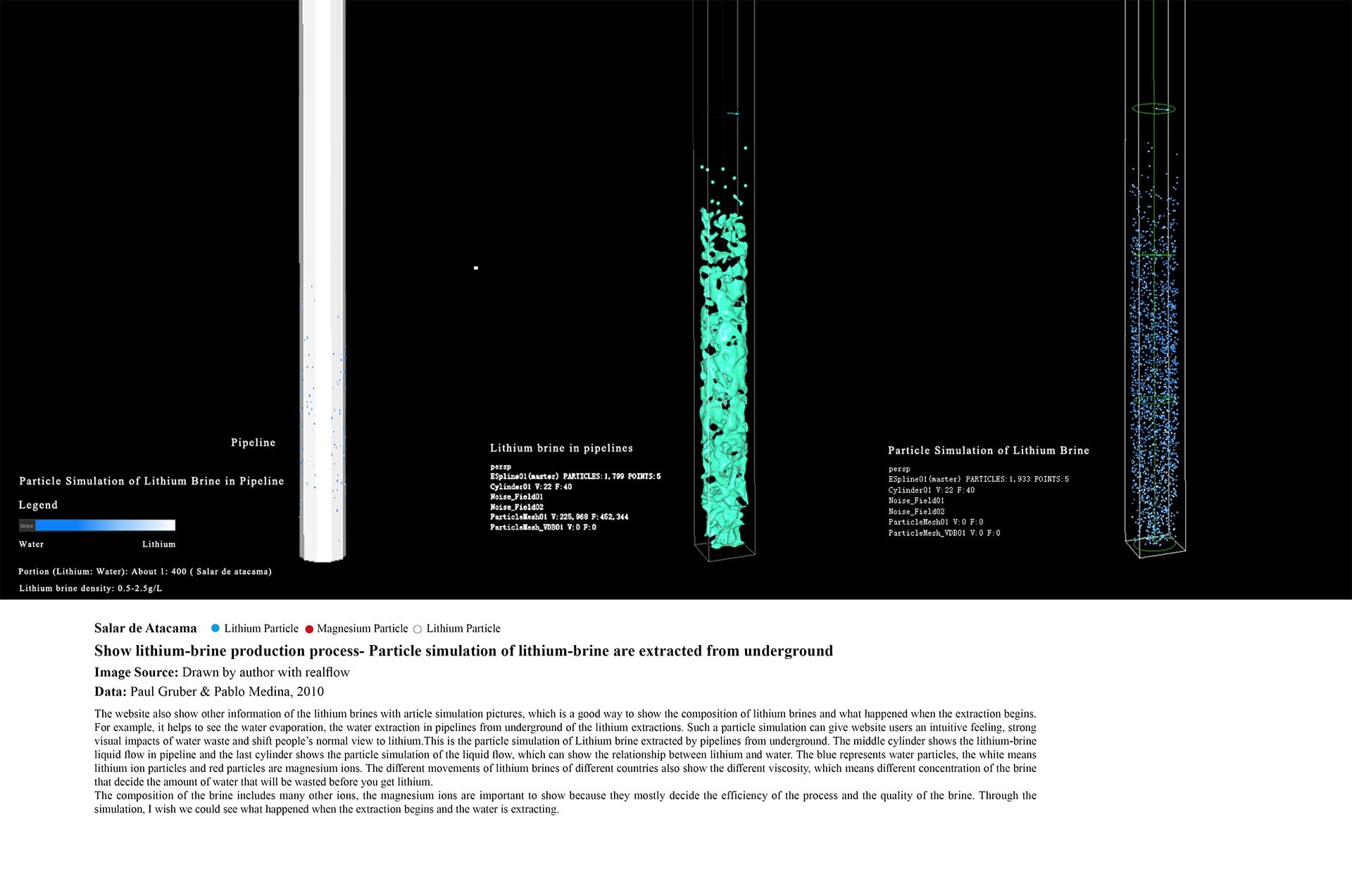 Particle simulation of lithium-brine extraction - concept