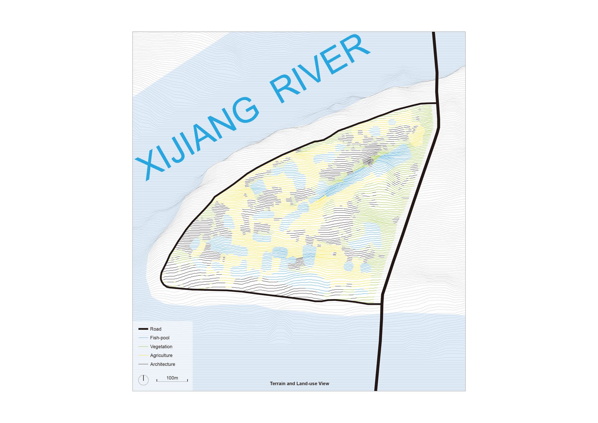 Terrain and Land use View of Zhengyang Community