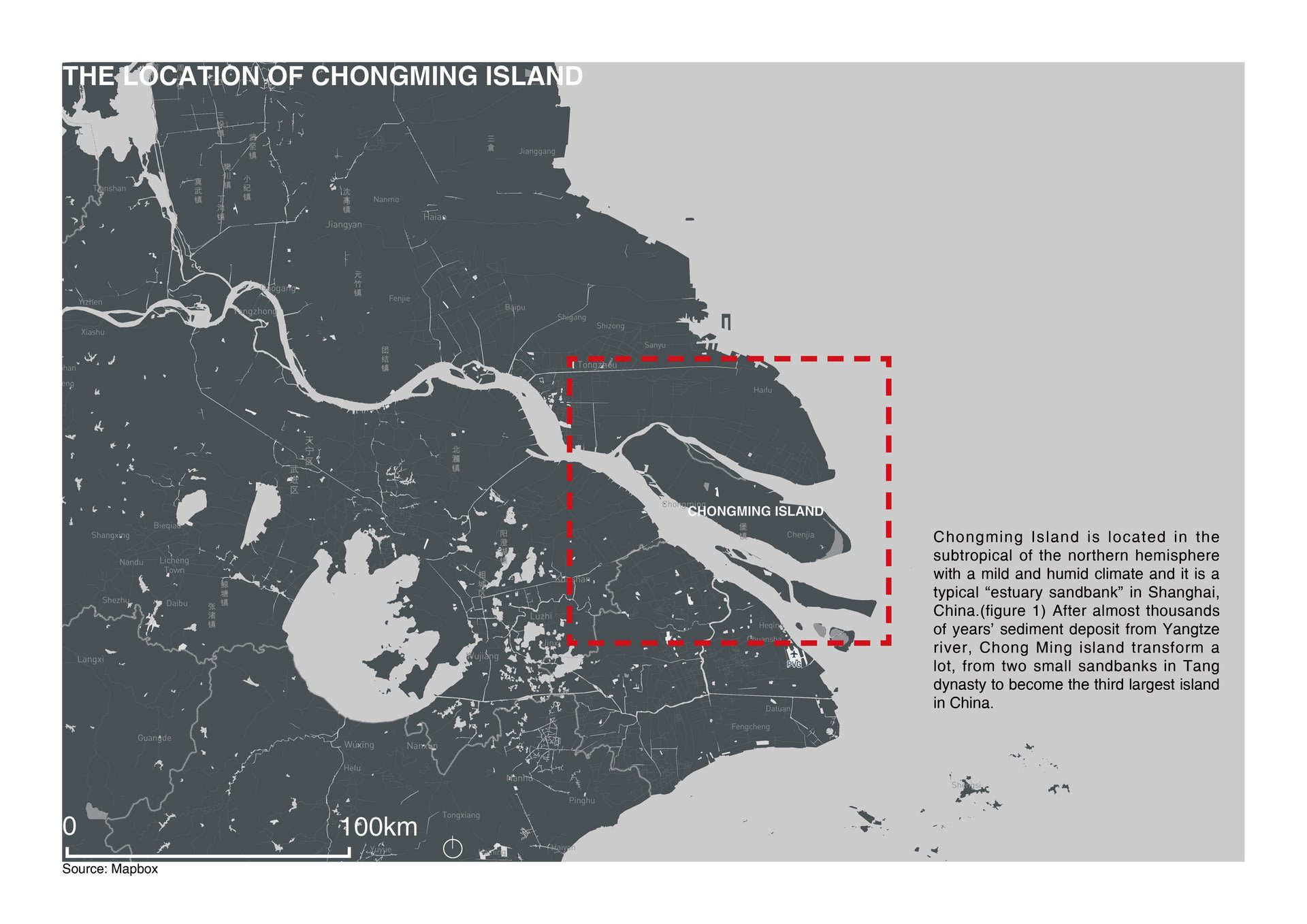 The location of Chongming island