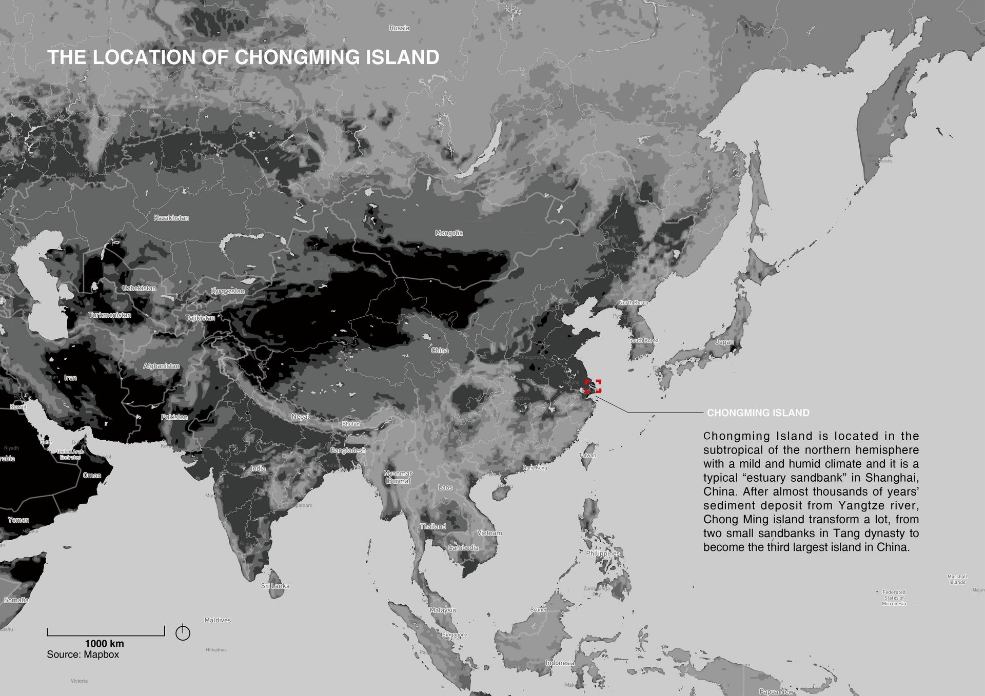 The location of Chongming island