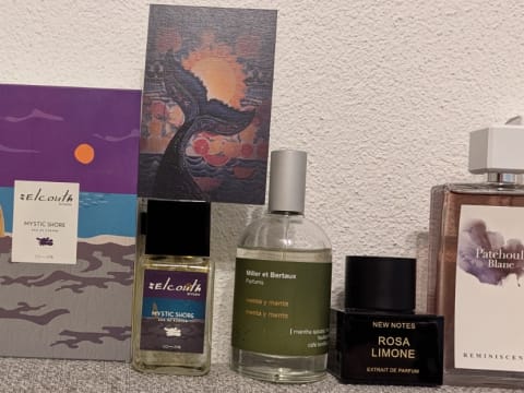 Miller et Bertaux, Reminiscence, Selcouth Riyadh, New Notes Rosa Limone, Mystic Shore, Midnight Reverie, Patchouli Blanc, Menta y Menta