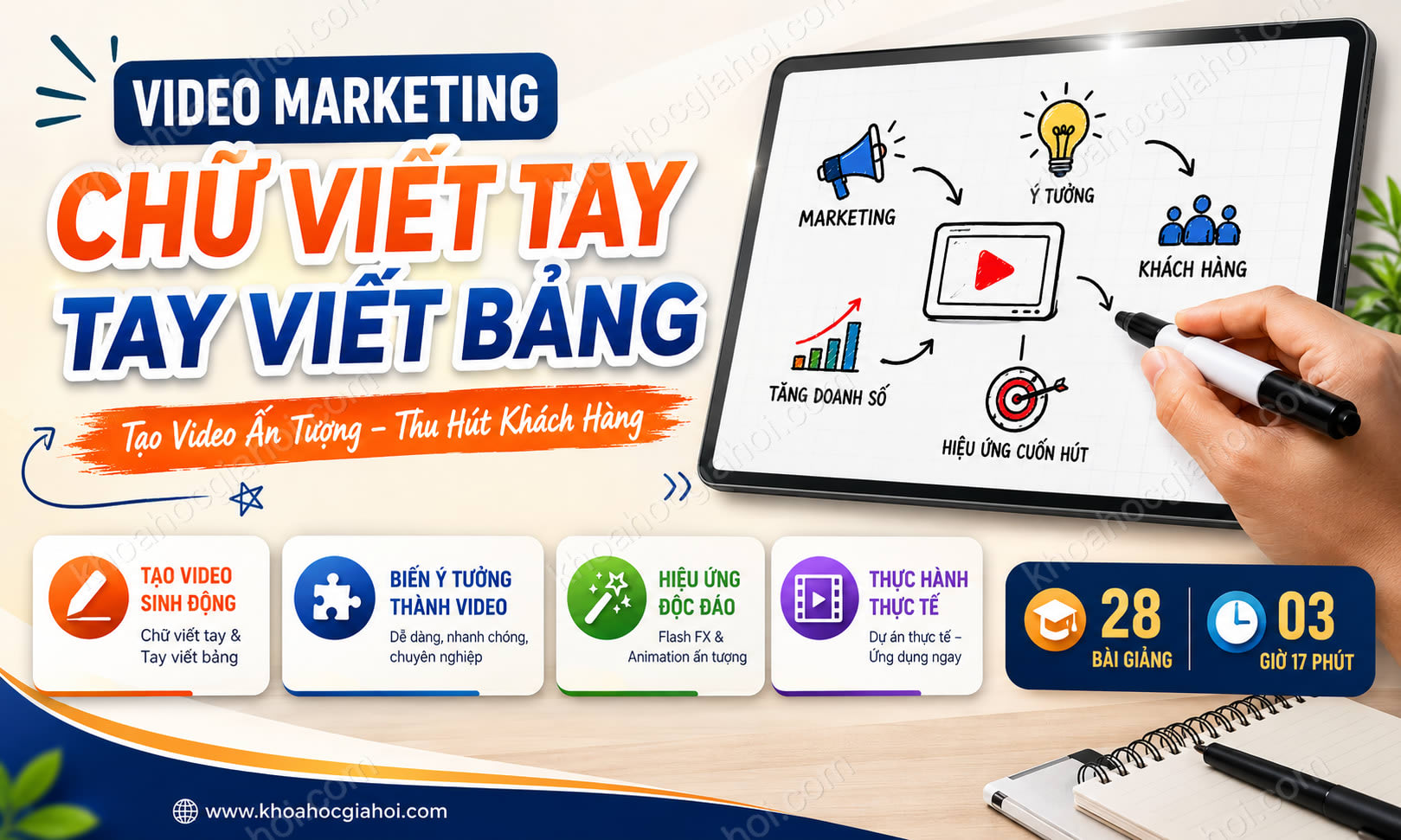 Khóa Học Video Marketing Chữ Viết Tay - Tay Viết Bảng