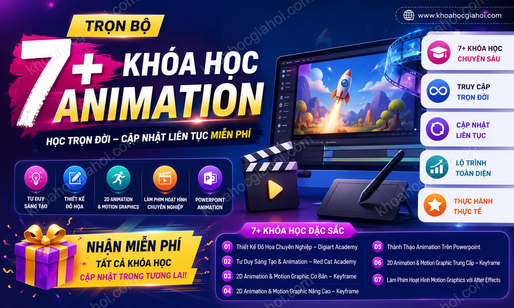 Trọn Bộ 7+ Khóa Học Animation – Học Trọn Đời, Cập Nhật Liên Tục Miễn Phí