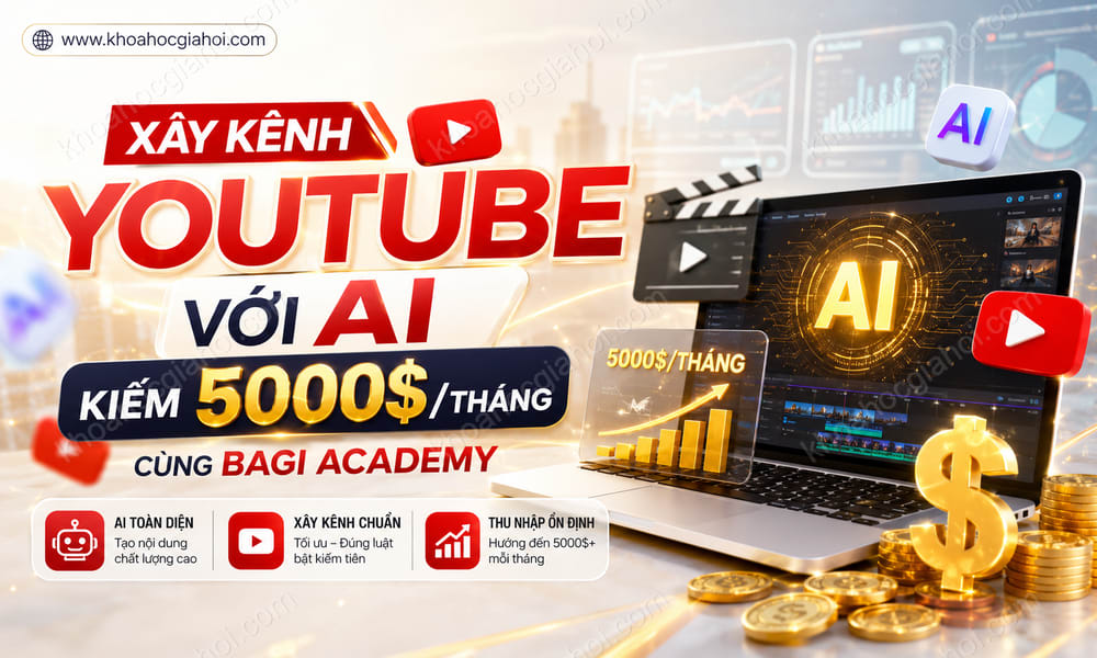 Khóa Học Xây Kênh Youtube Với AI Kiếm 5000$/ Tháng Cùng Bagi Academy