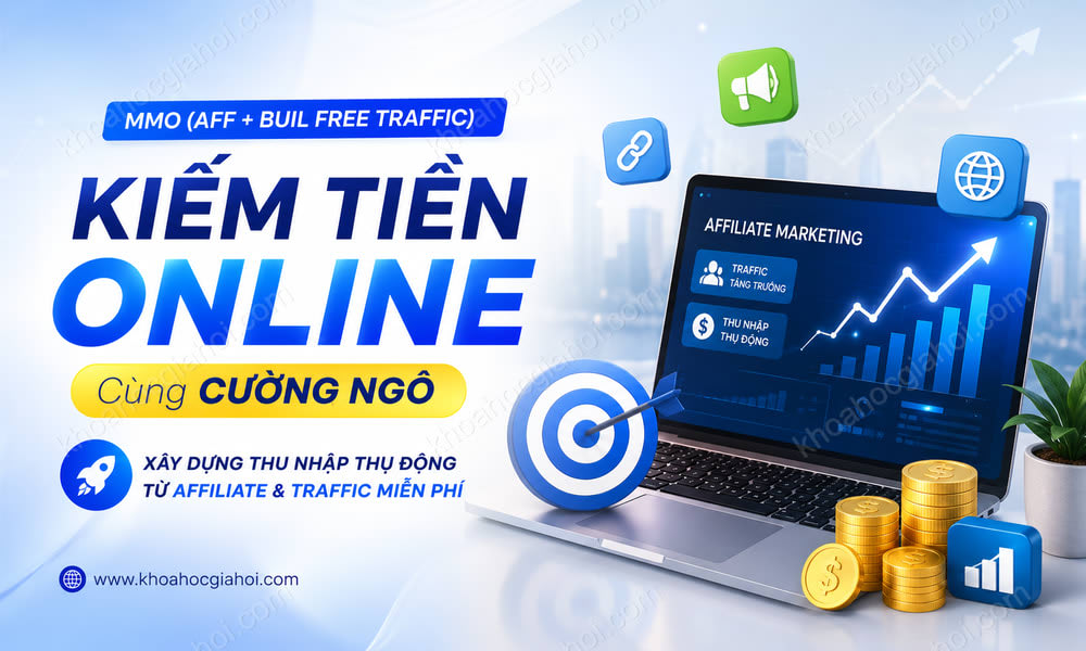Khóa Học MMO (aff + Buil Free Traffic): Kiếm Tiền Online Cùng Cường Ngô