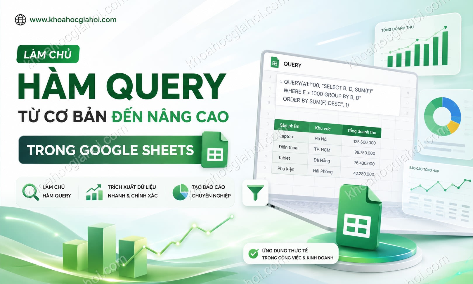 Khóa học Hàm QUERY từ cơ bản tới nâng cao trong Google Sheets Khóa học Hàm QUERY từ cơ bản tới nâng cao trong Google Sheets