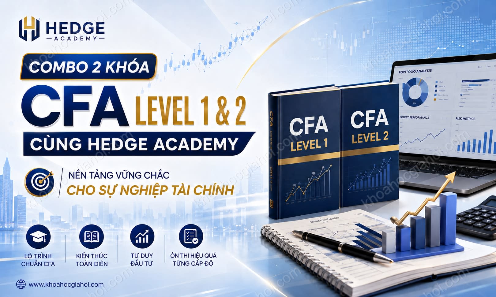 Combo 2 Khóa Học CFA Level 1 Và 2 Cùng Hedge Academy