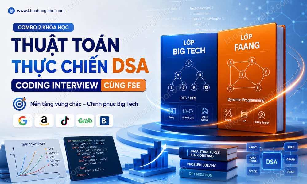 Combo 2 Khoá Học Thuật Toán Thực Chiến DSA For Coding Interview - Giúp Bạn Chinh Phục Big Tech Cùng Fse