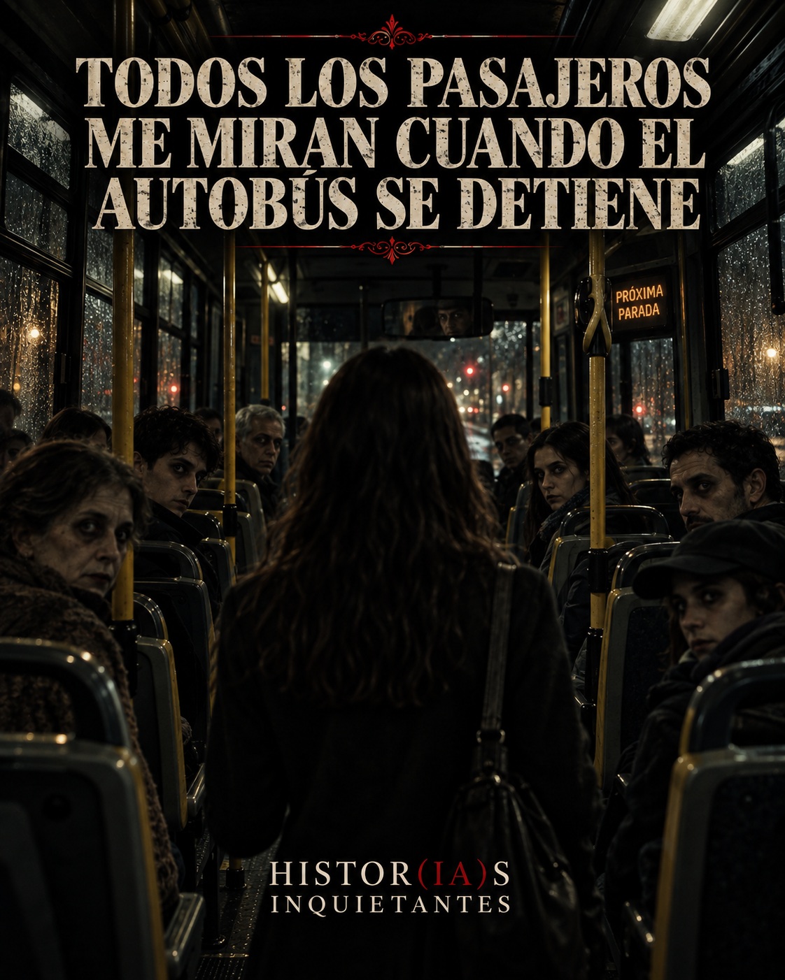 Todos los pasajeros me miran cuando el autobús se detiene