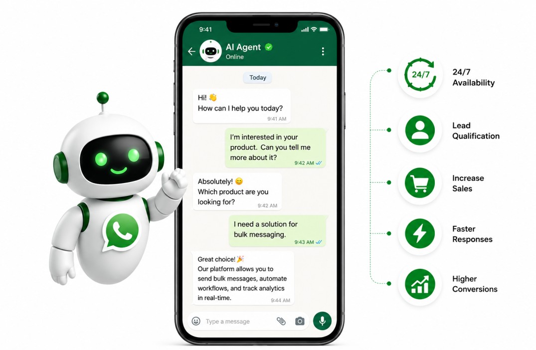 A business messaging interface on a mobile device