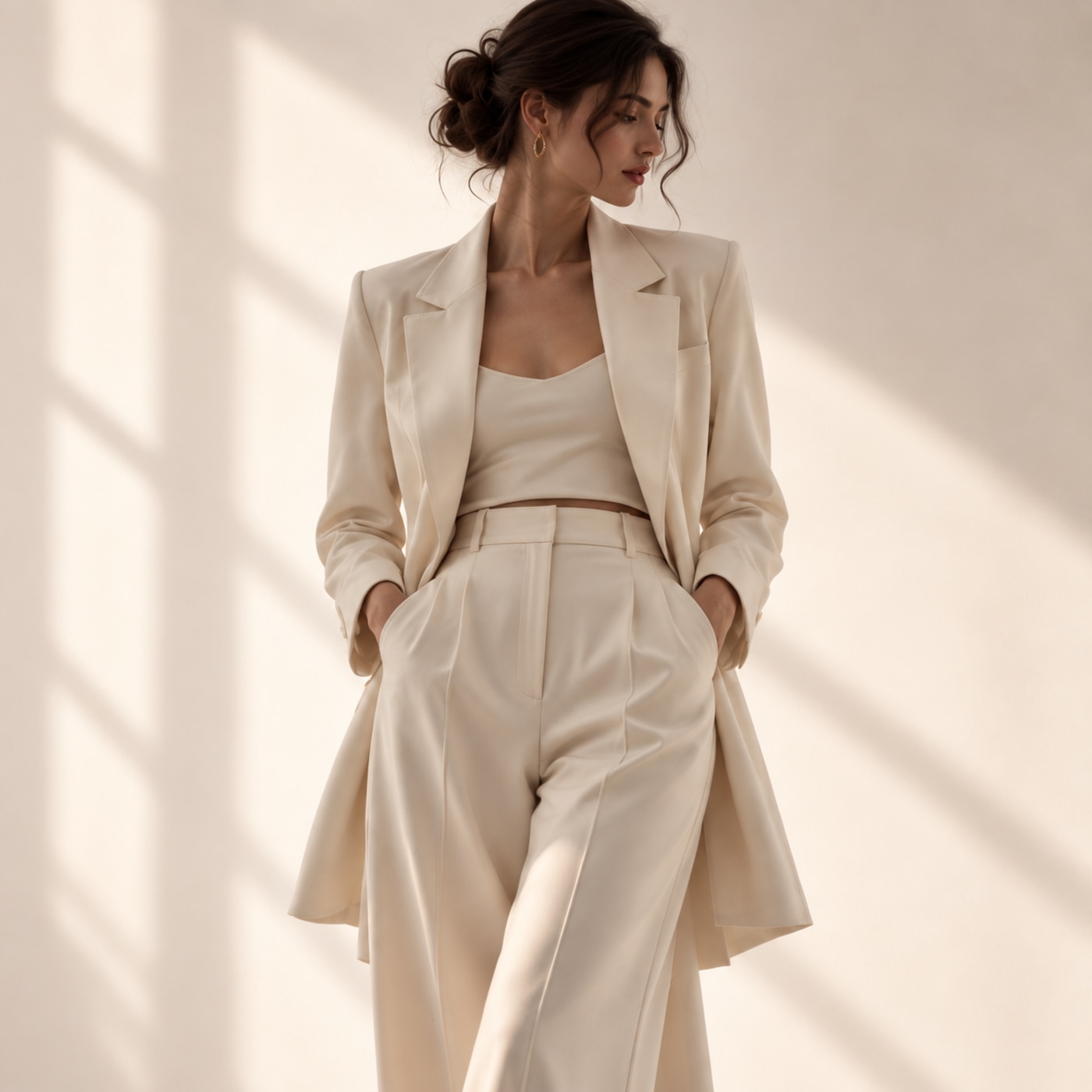Neutral tailored suit editorial