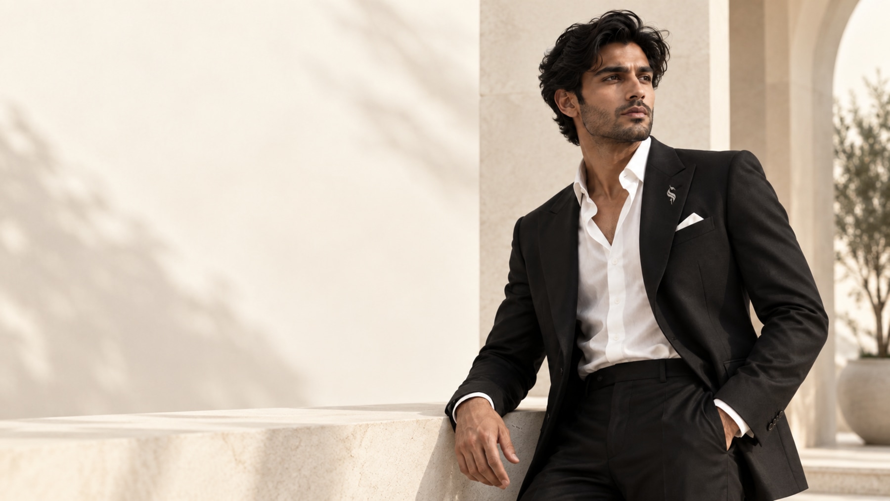 Haider Rayeen model in black tailoring