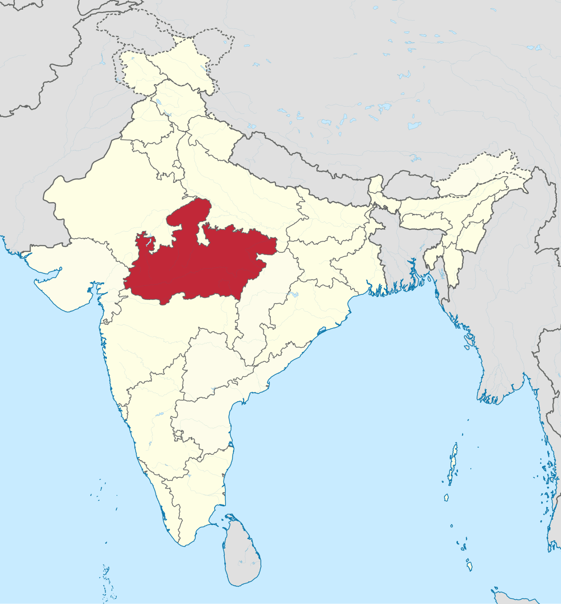 Map showing Madhya Pradesh in India - representative location graphic