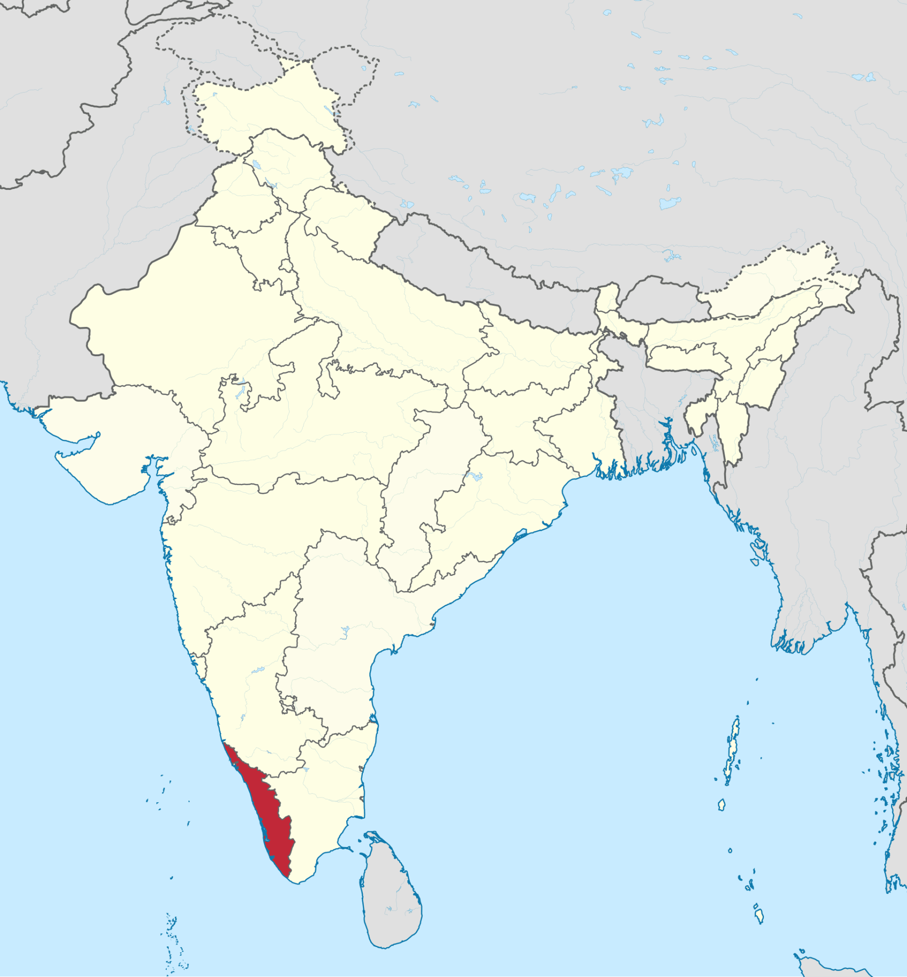 Map showing Kerala in India - representative location graphic