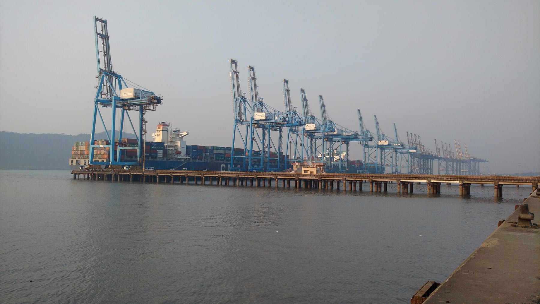Container handling operations at Jawaharlal Nehru Port, Maharashtra