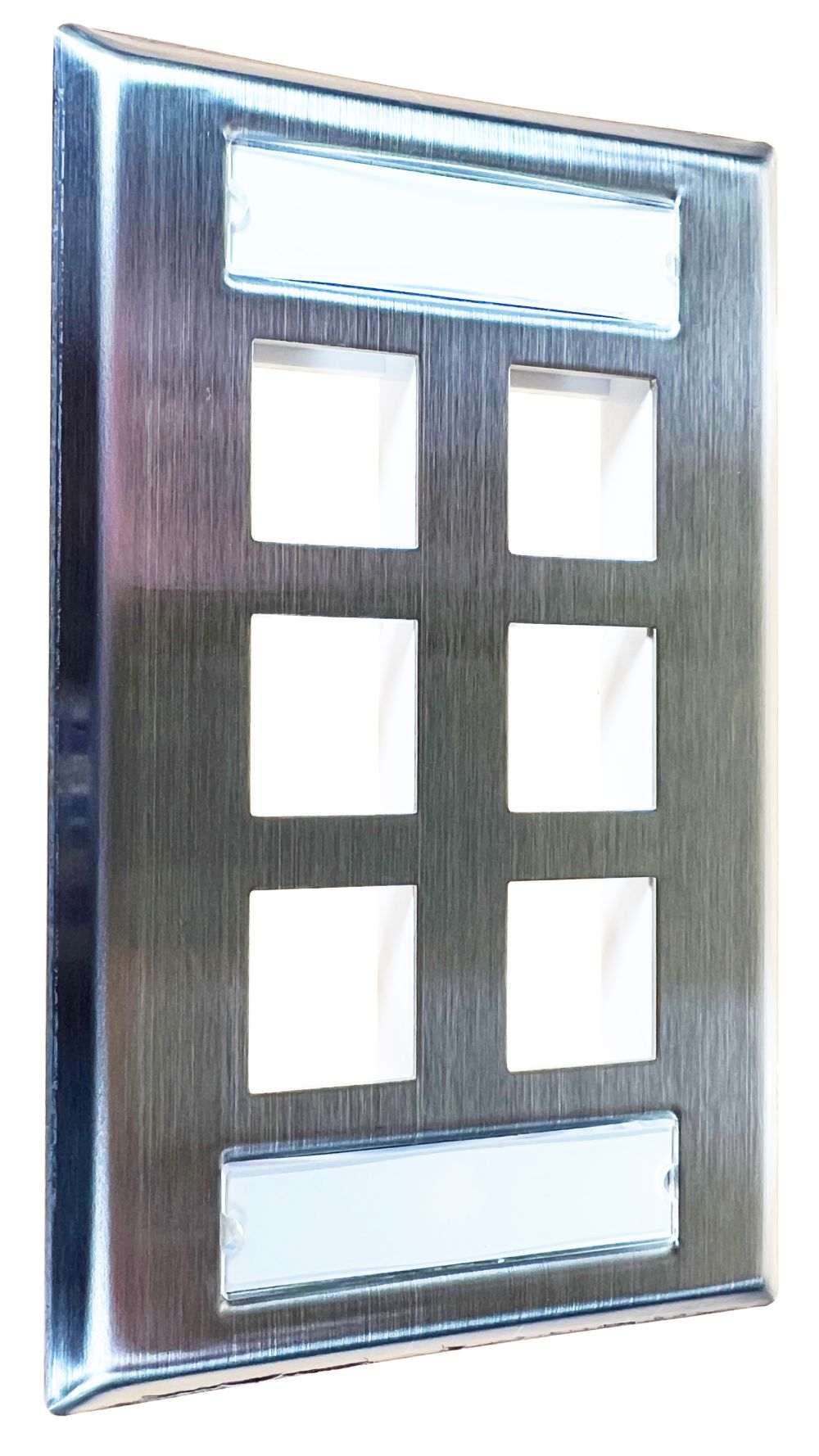6 Port Stainless Steel Faceplate with Label Space - eCatalog
