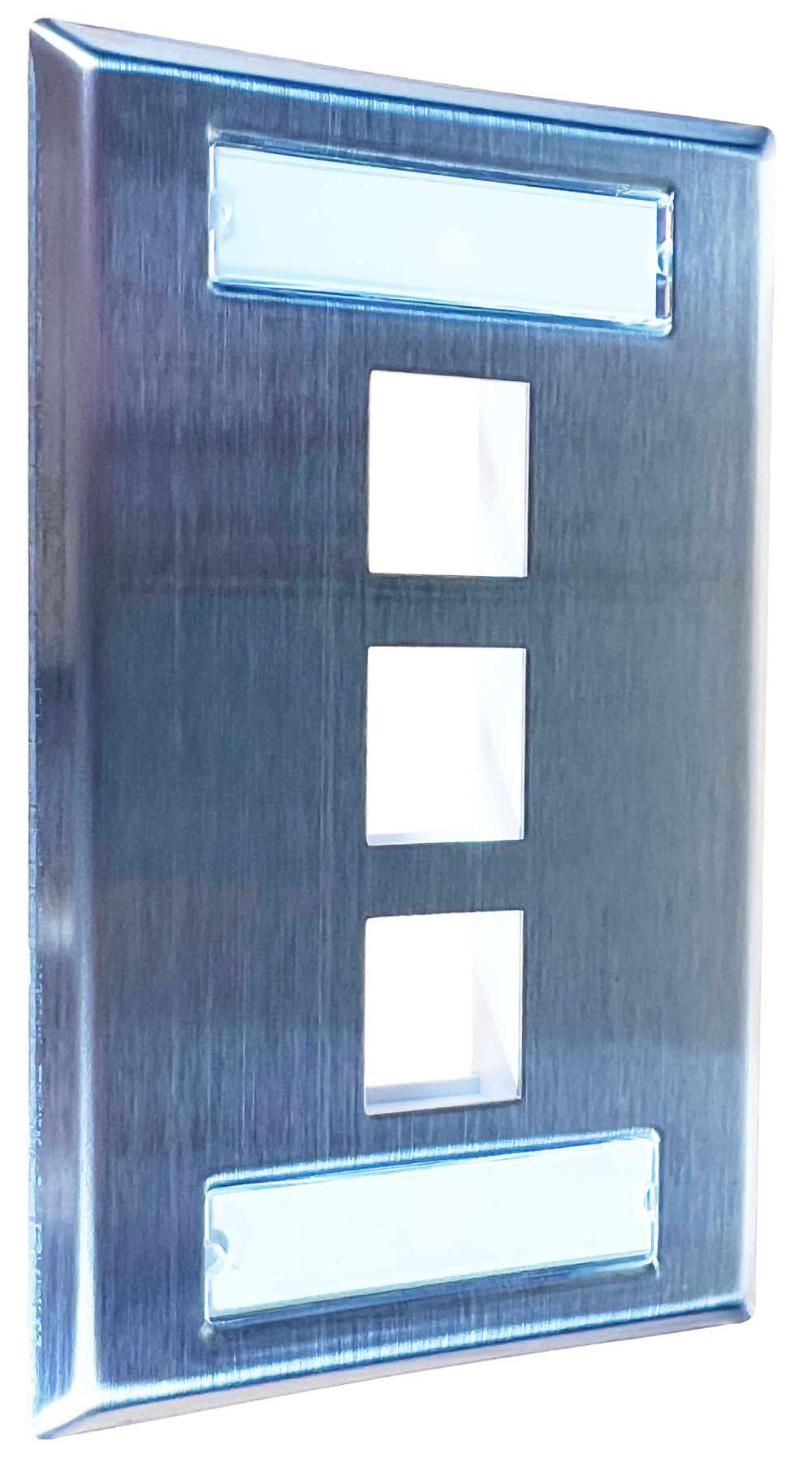 3 Port Stainless Steel Faceplate with Label Space - eCatalog