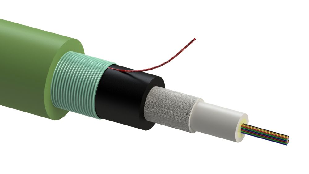 Central loose tube, double sheathed cable, CST-corrugated steel 