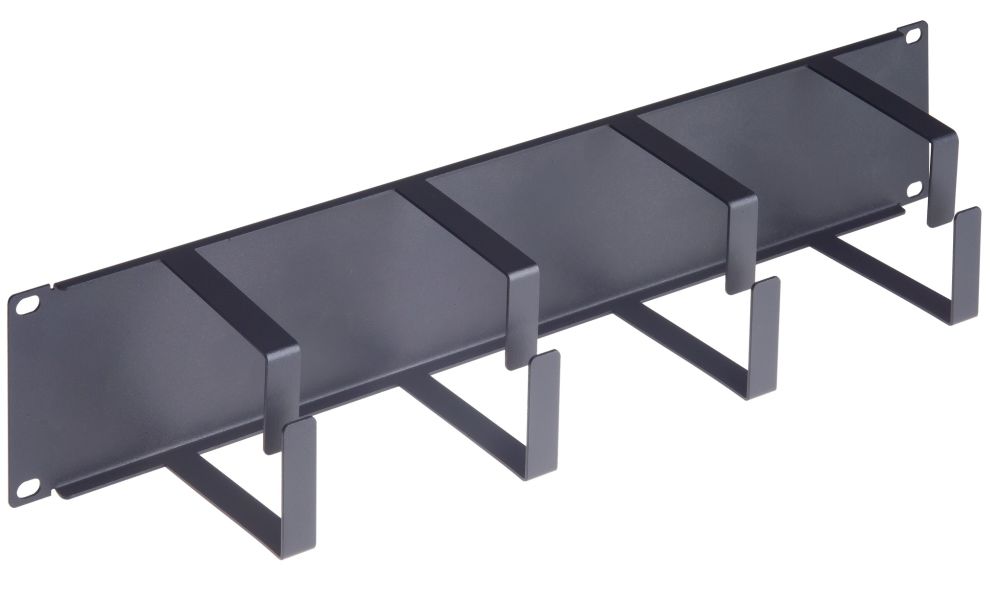 Guide cordons 19'' 2U - 4 anneaux métal Noir