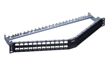 19" 1U Patch Panel HD ELISO angled 48-Port, empty