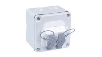SM DA-Connection Box IP67, II, 87x87, Cat.6A, 2 Port, white