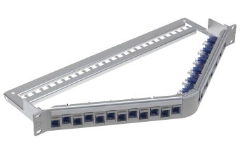 19" 1U Angled Patch Panel 24xRJ45/u, Cat. 6, Snap-in