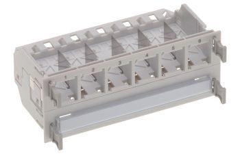 R512429Connection Module Holder HD, 4x 6-port/u, Cat. 6A with blind element, gray