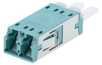 Adapter LC-Duplex PC, turquoise, ceramic MM, M, flangeless