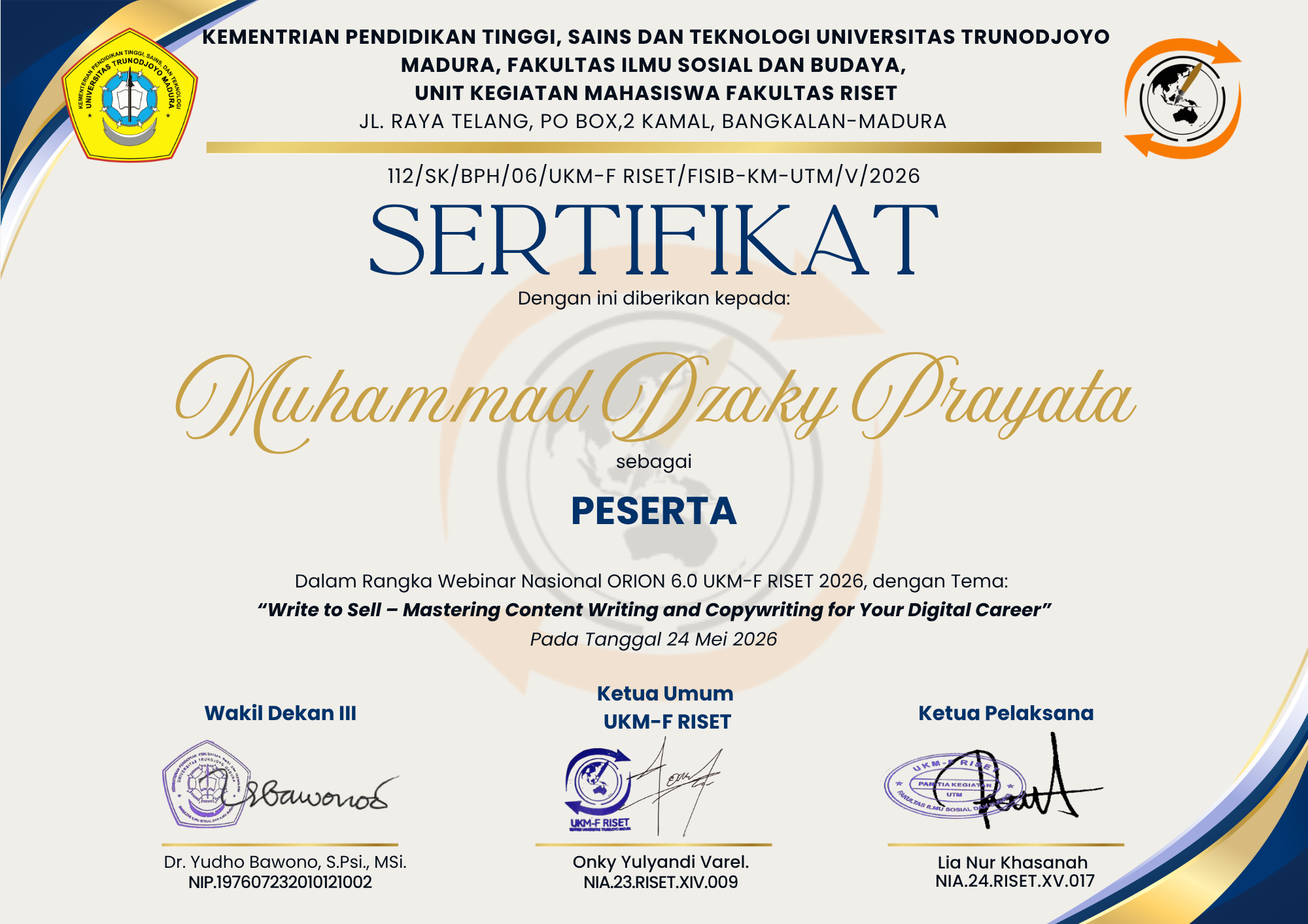 Webinar Nasional ORION 6.0 UKM-F RISET 2026