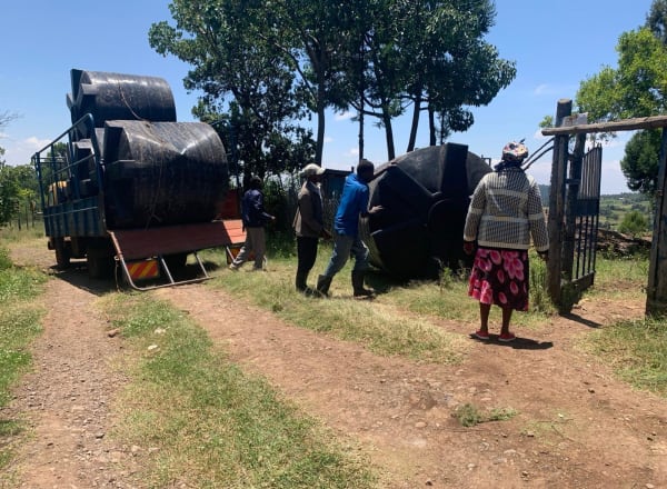 Water tanks on truck
