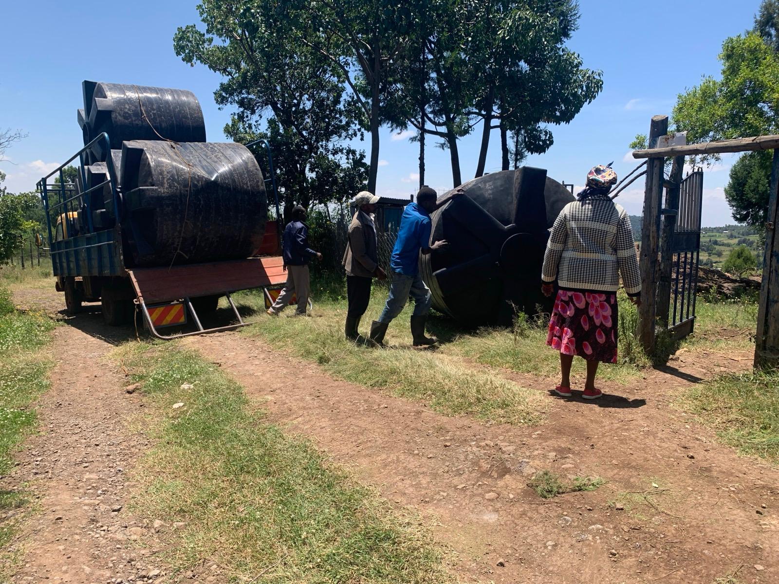 Water tanks on truck