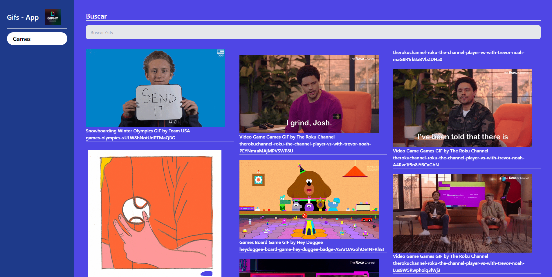 Gif App Angular, captura 1