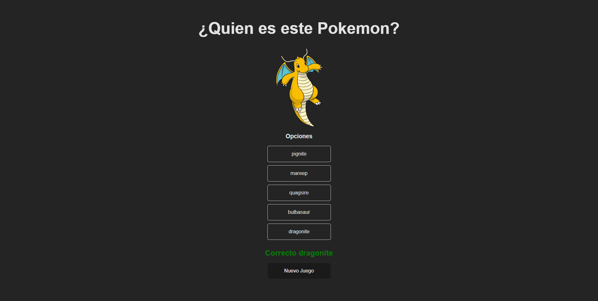 Pokemon App Vue, captura 2