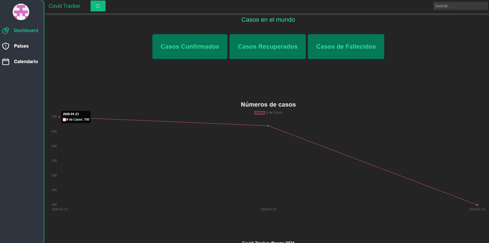 Covid Traker Vue, captura 1