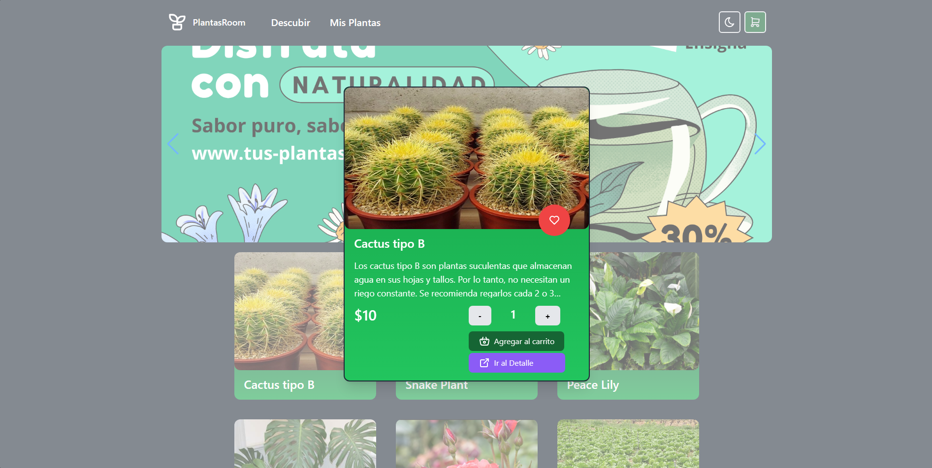 Garden App Vue, captura 2
