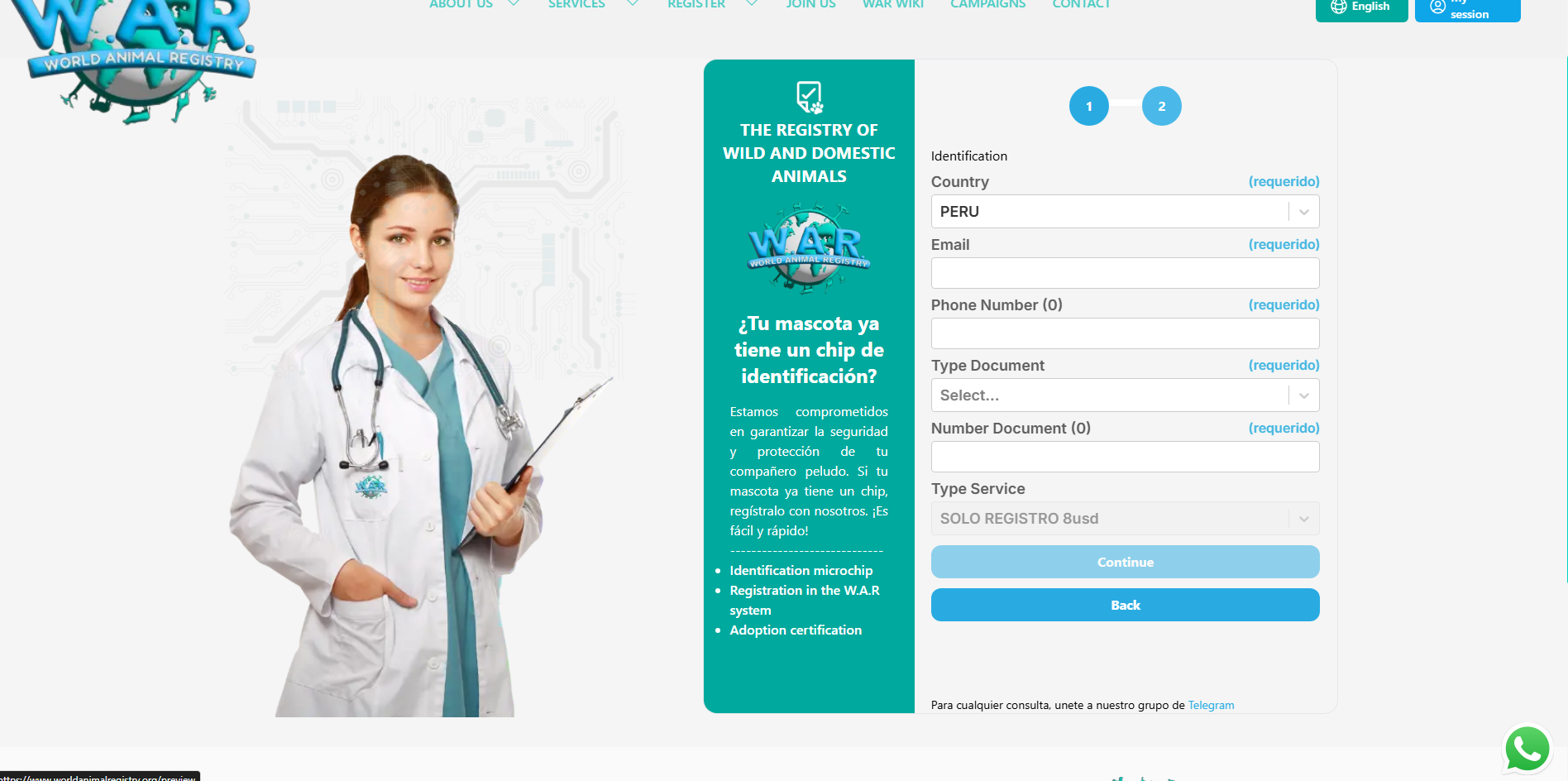 Aplicación de Registro y Gestión de Mascotas WAR