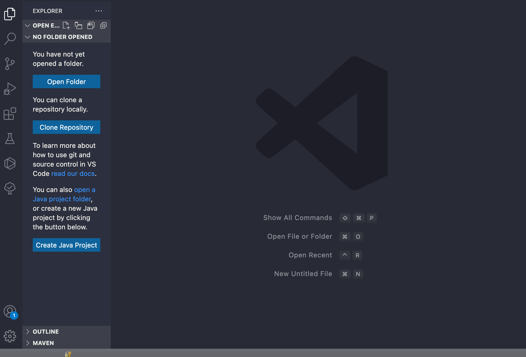 vscode opening screenshot