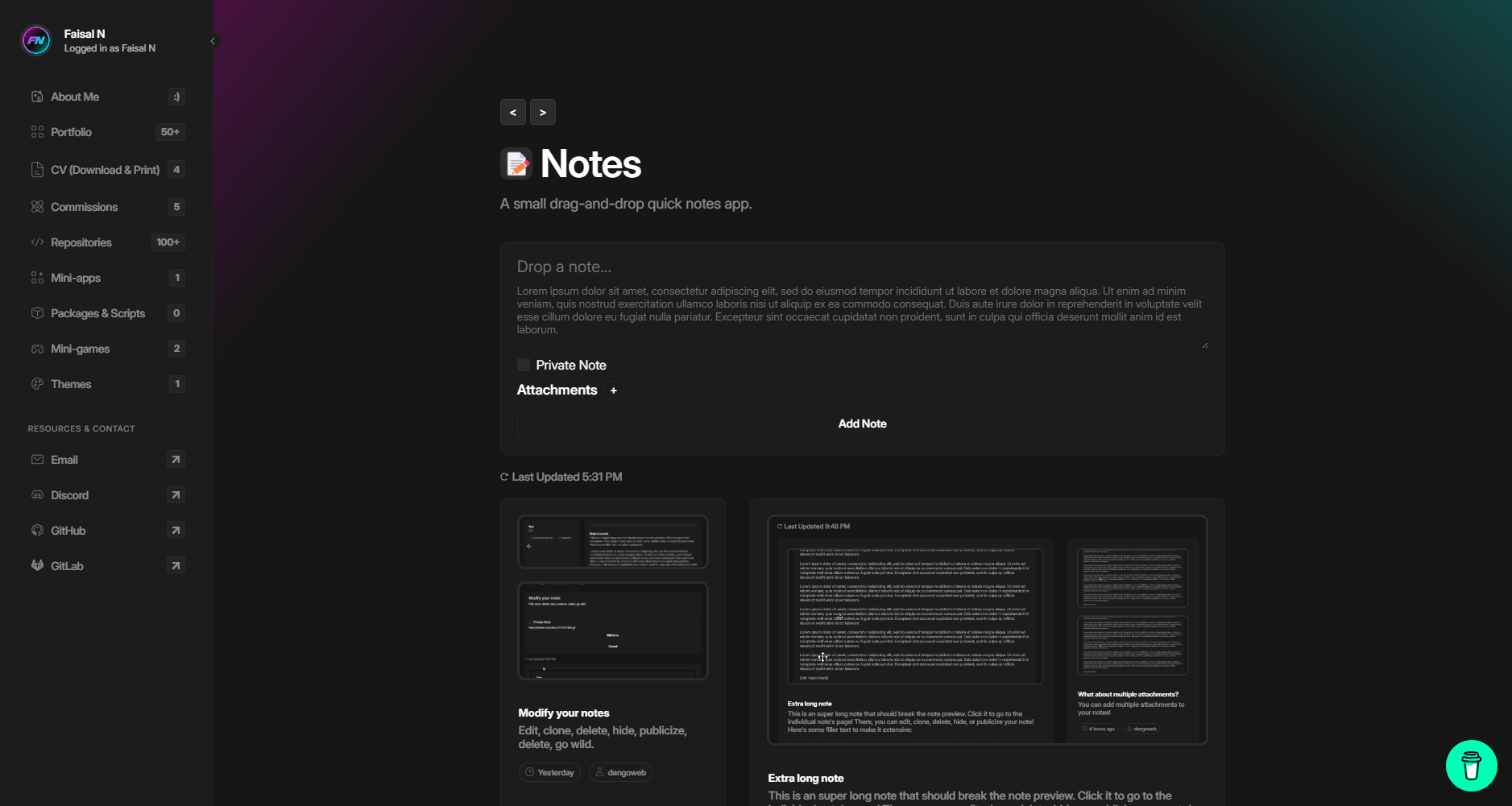 Notes Website