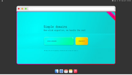 A mock web design for "simple domains" in bright blue design.