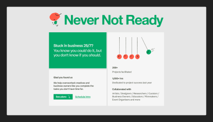 screenshot of the Never Not Ready website