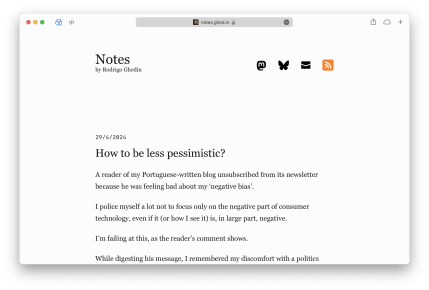 A screenshot of “How to be less pessimistic?” blog post, in a macOS Safari window.