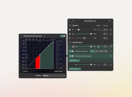 An interface representing a dynamics processor filtering out noise below a certain threshold.